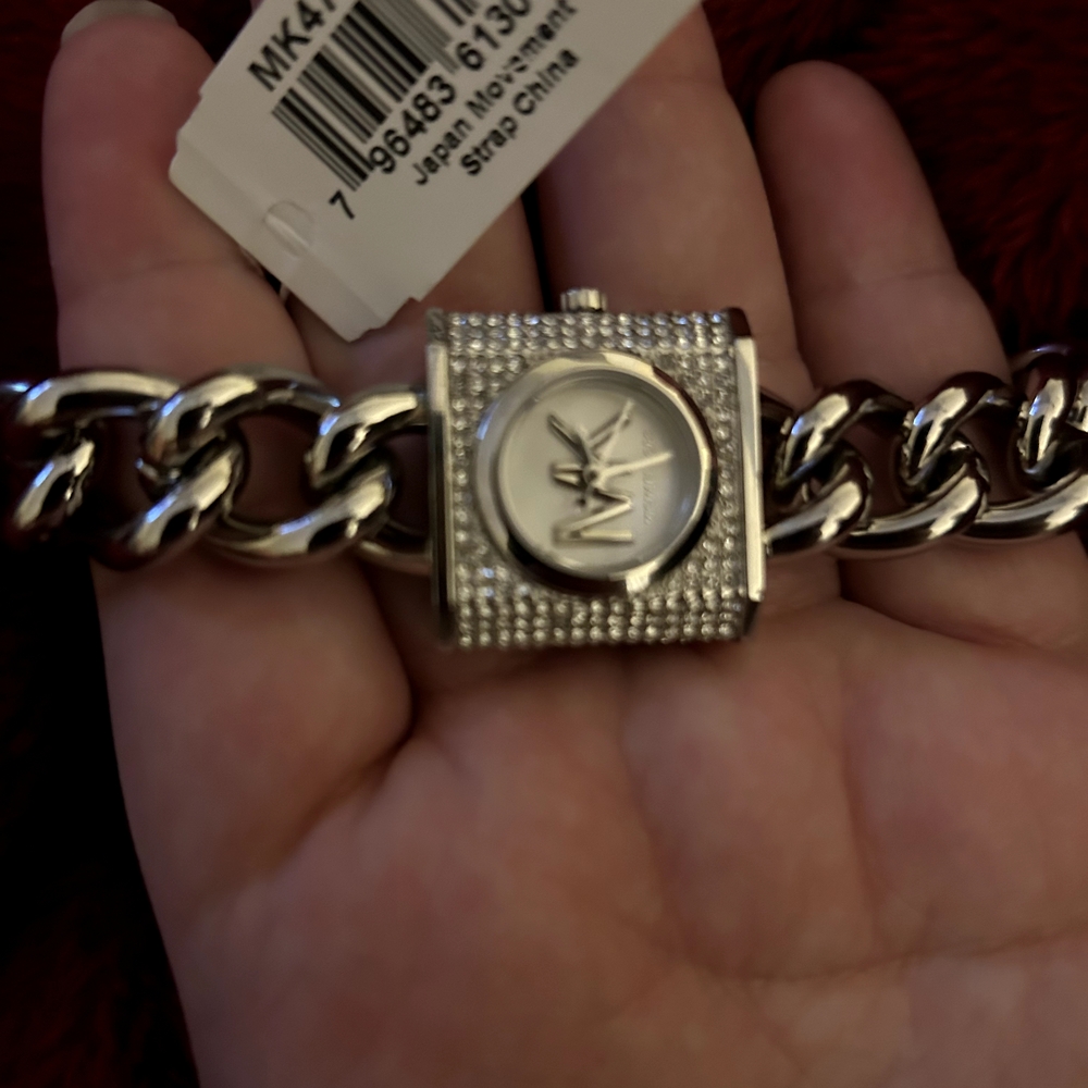 Michael Kors Silver Chain Bracelet with Crystal Accents